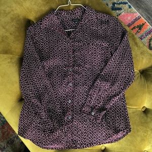 Ann Taylor maroon spotted button up blouse